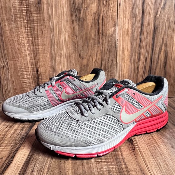 Nike Zoom Structure 16 Womens Running Shoes Grey Red Air 536974 006 EUC Size 10 - Picture 2 of 6